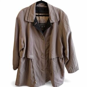Regent Park 2X Women's Taupe Full‎ Zip Trench Coat Jacket